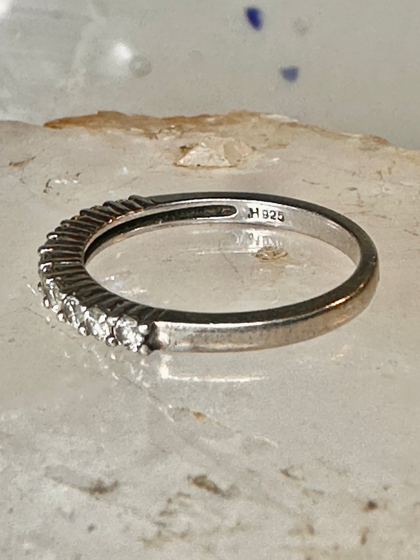 Vintage CZ Crystal Ring size 6.75 Stacker Cocktail Eternity Sterling Silver band