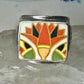 Maisels Trading Post Porcelain Tile Flower ring heavy Arrows band size 8.75 sterling silver women girls