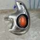 Bear ring Coral band Size 6 Southwest tribal Sterling Silver women