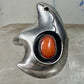 Bear ring Coral band Size 6 Southwest tribal Sterling Silver women