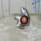 Bear ring Coral band Size 6 Southwest tribal Sterling Silver women