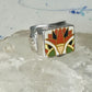 Maisels Trading Post Porcelain Tile Flower ring heavy Arrows band size 8.75 sterling silver women girls