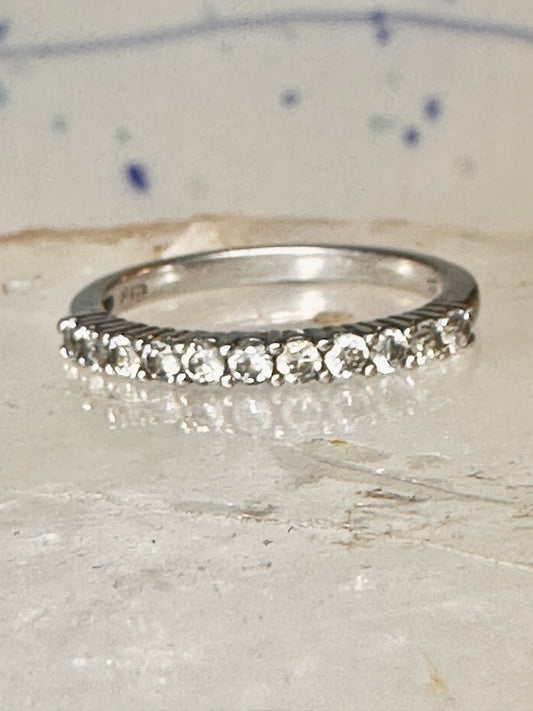 Vintage CZ Crystal Ring size 6.75 Stacker Cocktail Eternity Sterling Silver band