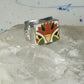Maisels Trading Post Porcelain Tile Flower ring heavy Arrows band size 8.75 sterling silver women girls
