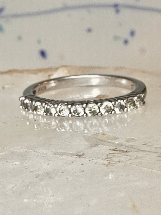 Vintage CZ Crystal Ring size 6.75 Stacker Cocktail Eternity Sterling Silver band