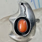 Bear ring Coral band Size 6 Southwest tribal Sterling Silver women