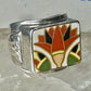 Maisels Trading Post Porcelain Tile Flower ring heavy Arrows band size 8.75 sterling silver women girls