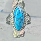 Black Hills Gold Ring long turquoise leaves band size 7.50 sterling silver women girls
