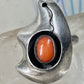 Bear ring Coral band Size 6 Southwest tribal Sterling Silver women