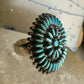 Zuni ring turquoise needlepoint petite point flower size 7 sterling silver women