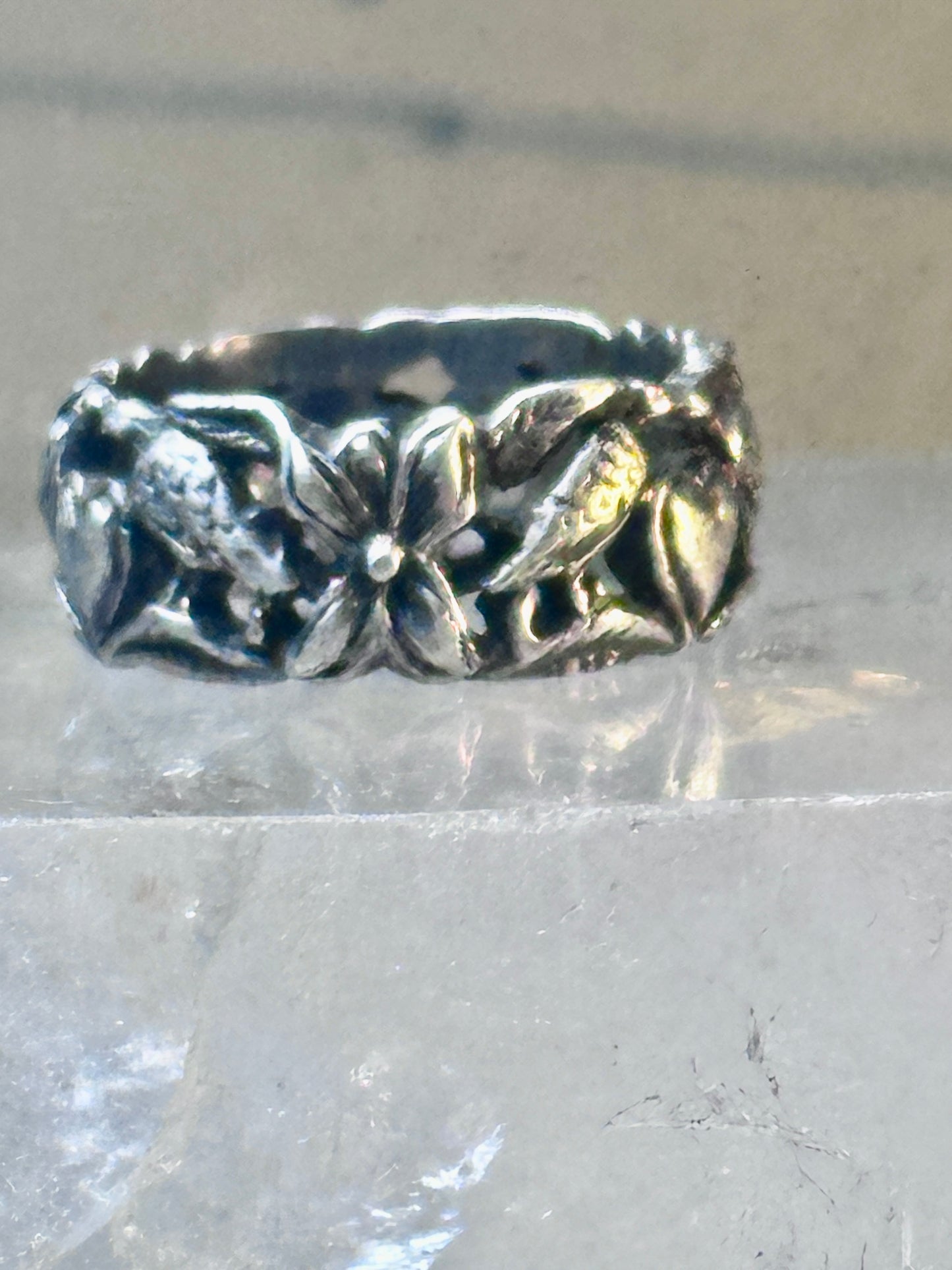 Bird ring heart dove band Valentine love heart size 5 sterling silver women girls
