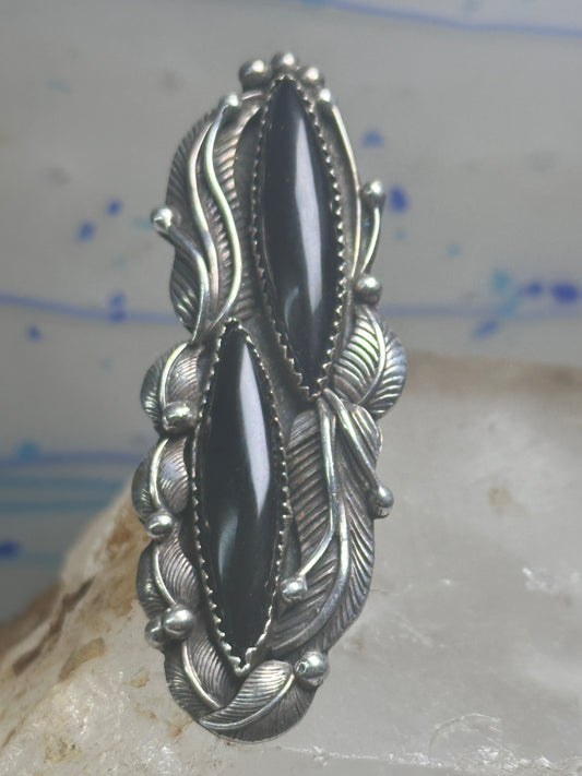 Navajo ring long onyx size 6.25 sterling silver women