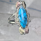 Black Hills Gold Ring long turquoise leaves band size 7.50 sterling silver women girls