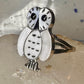 Owl ring snowy Zuni Mother of pearl size 6.5 by Reginda Kallestewa sterling silver