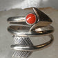 Arrow ring coral band size 8 southwest wraps around sterling silver