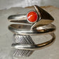 Arrow ring coral band size 8 southwest wraps around sterling silver