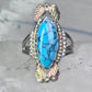 Black Hills Gold Ring long turquoise leaves band size 7.50 sterling silver women girls
