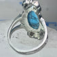 Black Hills Gold Ring long turquoise leaves band size 7.50 sterling silver women girls