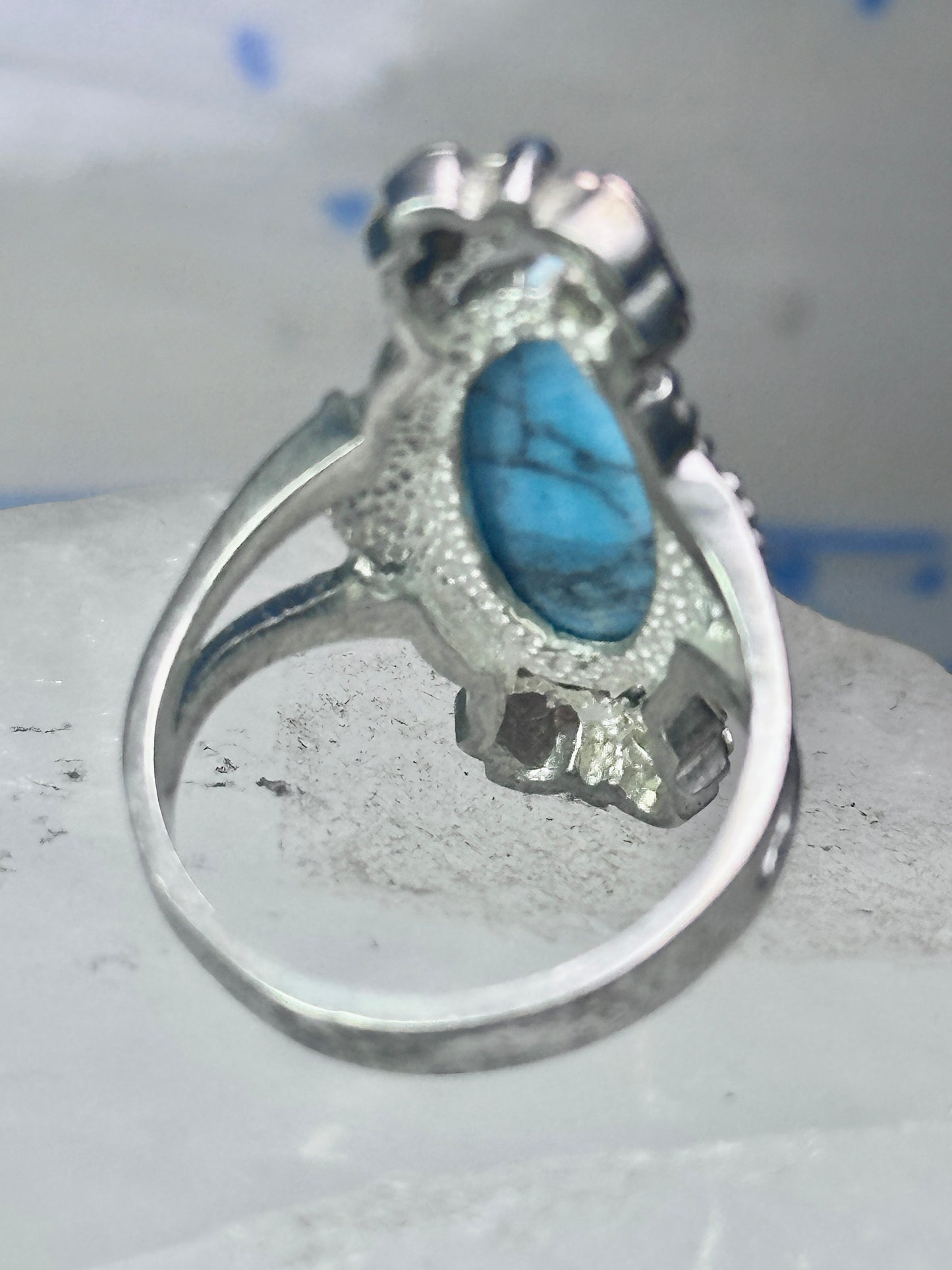 Black Hills Gold Ring long turquoise leaves band size 7.50 sterling silver women girls