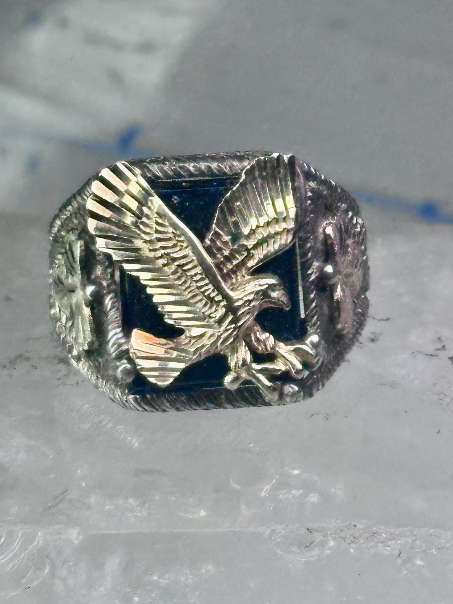 Black Hills Gold Ring Eagle leaves band size 8.75 sterling silver women men