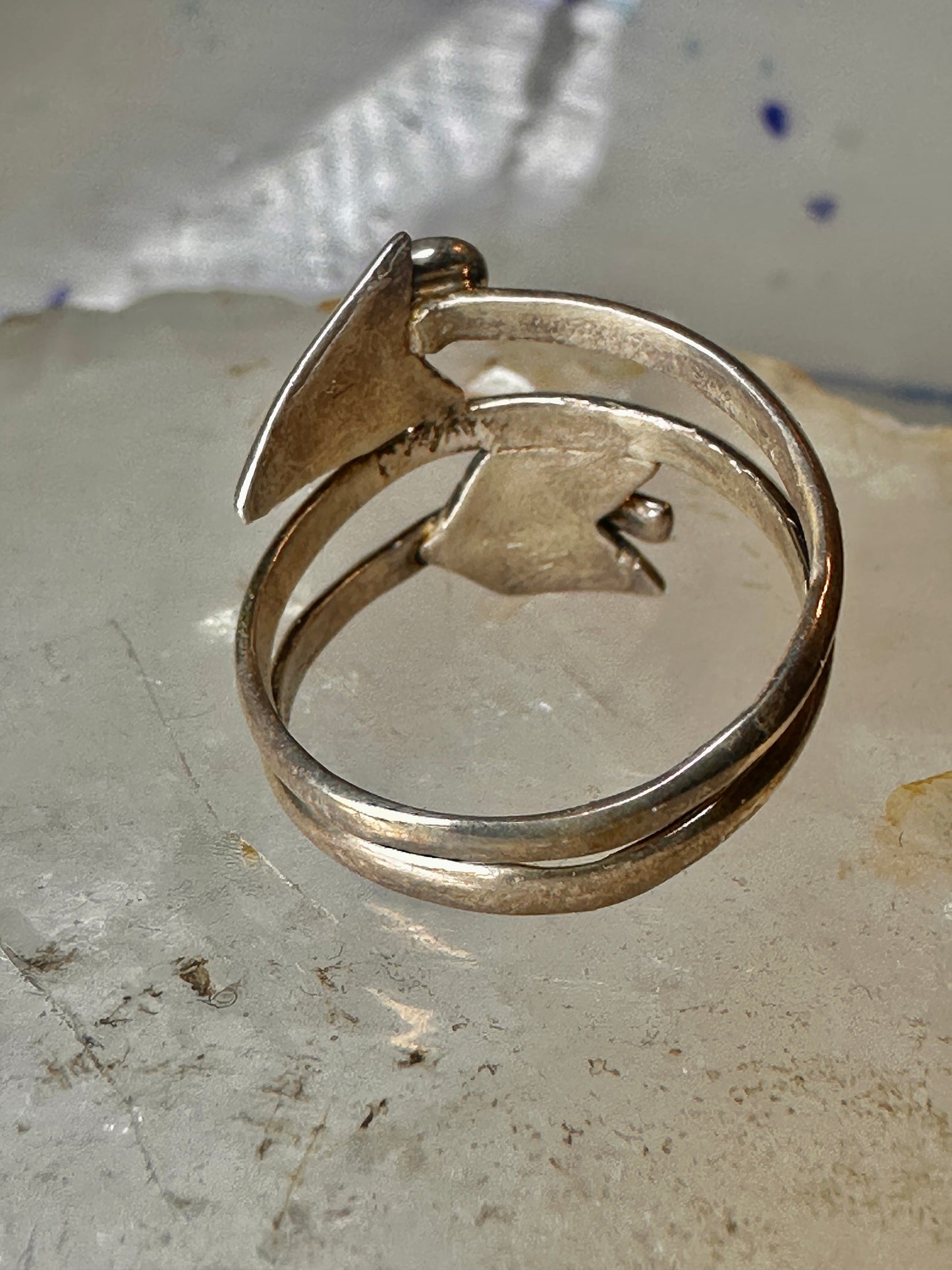 Arrow ring coral band size 8 southwest wraps around sterling silver