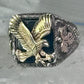 Black Hills Gold Ring Eagle leaves band size 8.75 sterling silver women men