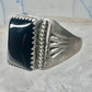 Onyx ring Navajo band size 8 sterling silver women men signed HHL