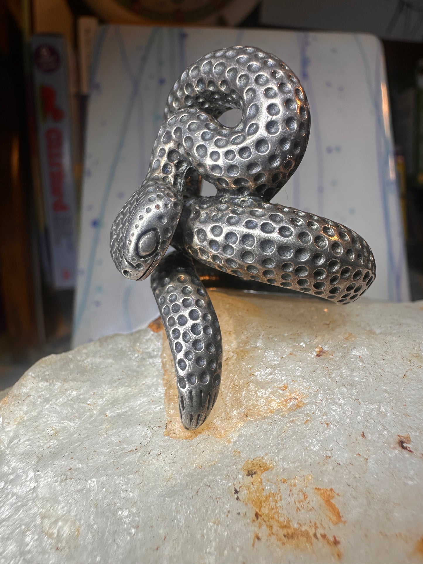 Snake ring Rattlesnake band size 10 sterling silver men women