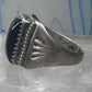 Onyx ring Navajo band size 8 sterling silver women men signed HHL