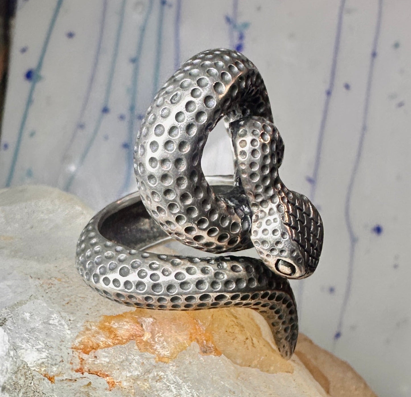Snake ring Rattlesnake band size 10 sterling silver men women