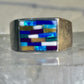 Zuni ring opals ? inlay band with blue stones size 6.7 sterling silver women men
