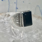 Onyx ring Navajo band size 8 sterling silver women men signed HHL