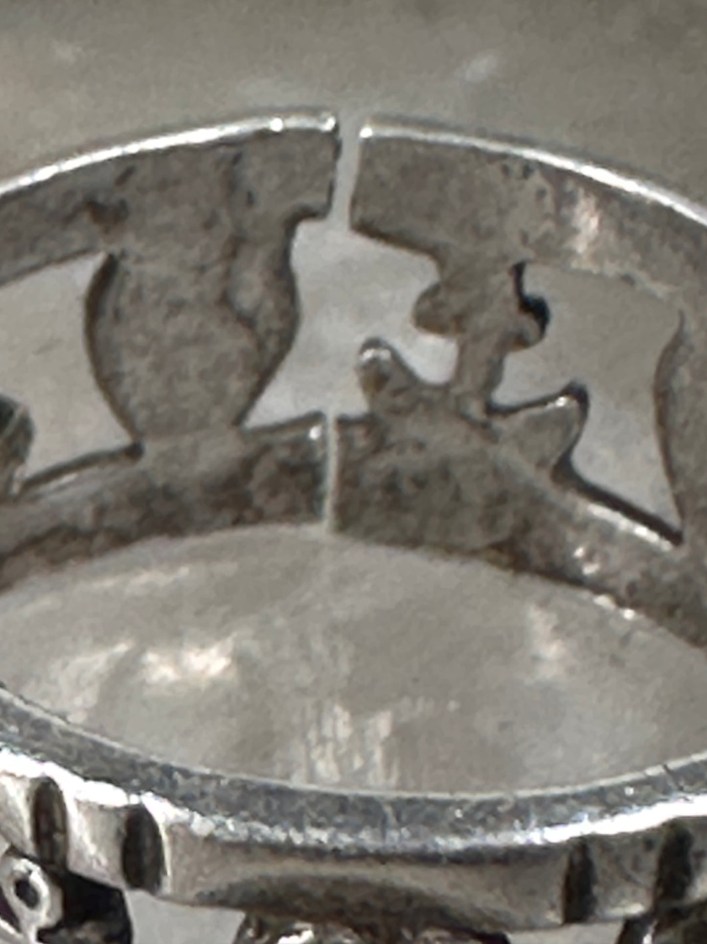 Antique Hope Ring Charity Faith Cross Anchor Heart Band Sterling Silver AS IS