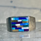 Zuni ring opals ? inlay band with blue stones size 6.7 sterling silver women men