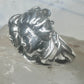 Vintage Sterling Silver Twin Cherub Face Statement Ring Size 5-5.25 Heavy 9.5g
