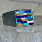 Zuni ring opals ? inlay band with blue stones size 6.7 sterling silver women men