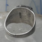 Onyx ring Navajo band size 8 sterling silver women men signed HHL