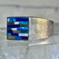 Zuni ring opals ? inlay band with blue stones size 6.7 sterling silver women men