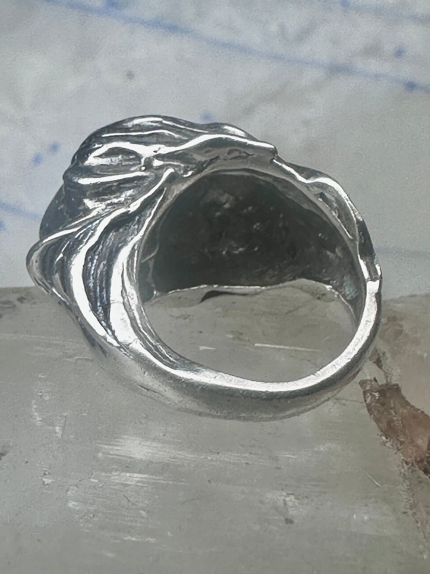 Vintage Sterling Silver Twin Cherub Face Statement Ring Size 5-5.25 Heavy 9.5g