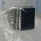 Onyx ring Navajo band size 8 sterling silver women men signed HHL