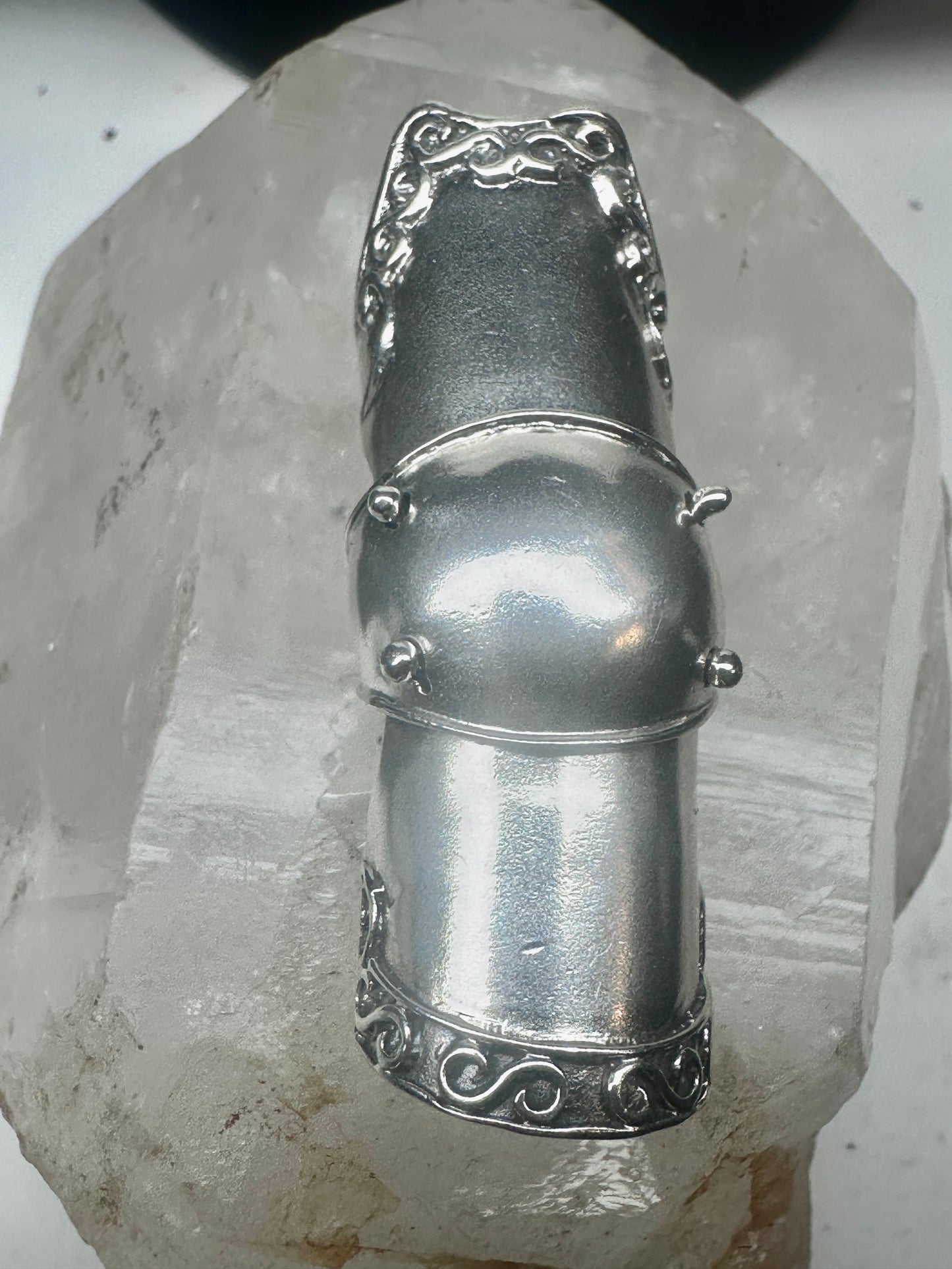 Vintage Sterling Silver Hinged Full Finger Armor Shield Ring Size 8.75 9 23g