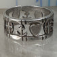 Antique Hope Ring Charity Faith Cross Anchor Heart Band Sterling Silver AS IS