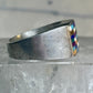 Zuni ring opals ? inlay band with blue stones size 6.7 sterling silver women men
