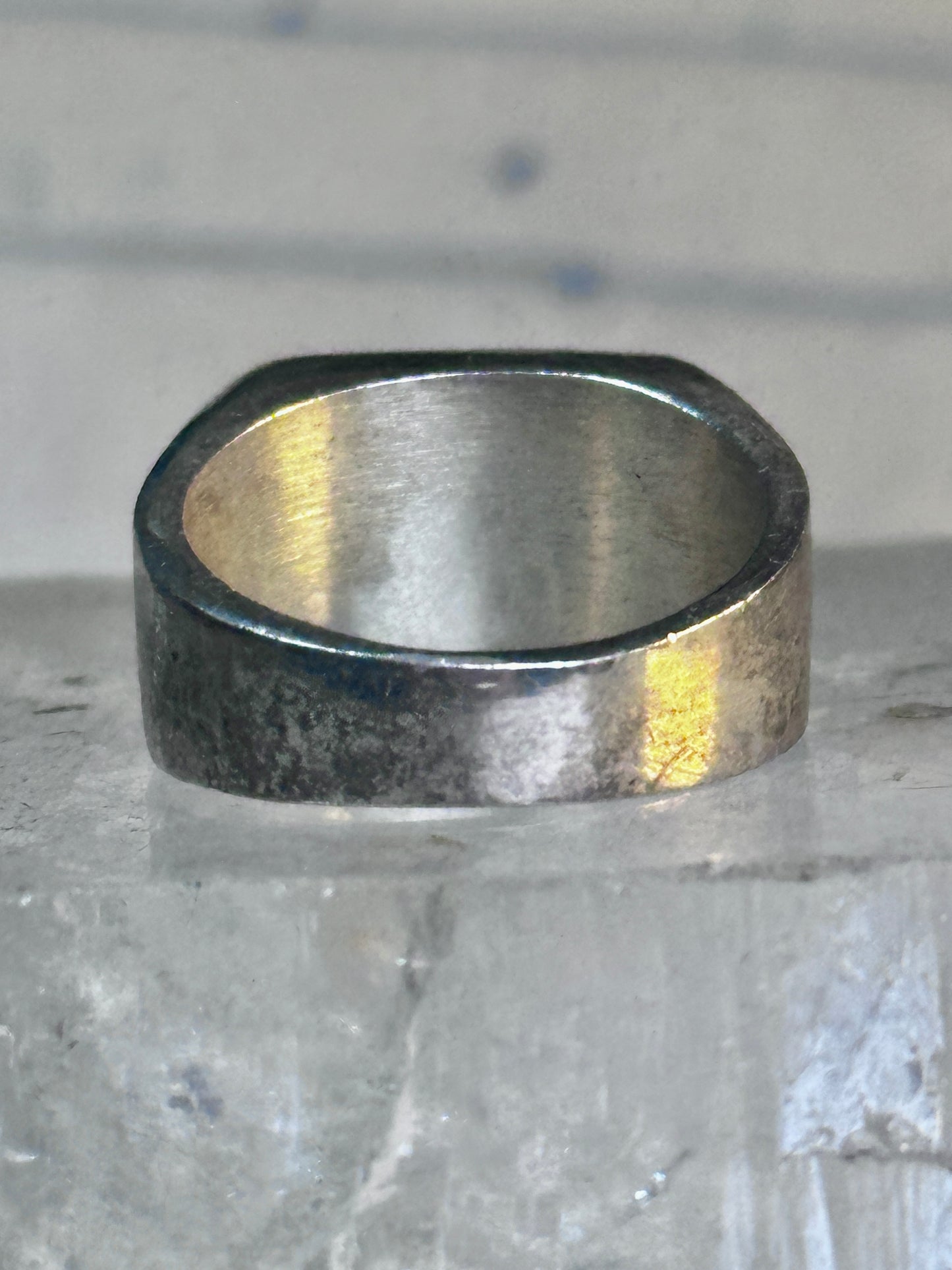 Zuni ring opals ? inlay band with blue stones size 6.7 sterling silver women men