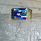 Zuni ring opals ? inlay band with blue stones size 6.7 sterling silver women men