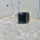 Onyx ring Navajo band size 8 sterling silver women men signed HHL