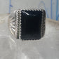 Onyx ring Navajo band size 8 sterling silver women men signed HHL