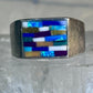 Zuni ring opals ? inlay band with blue stones size 6.7 sterling silver women men