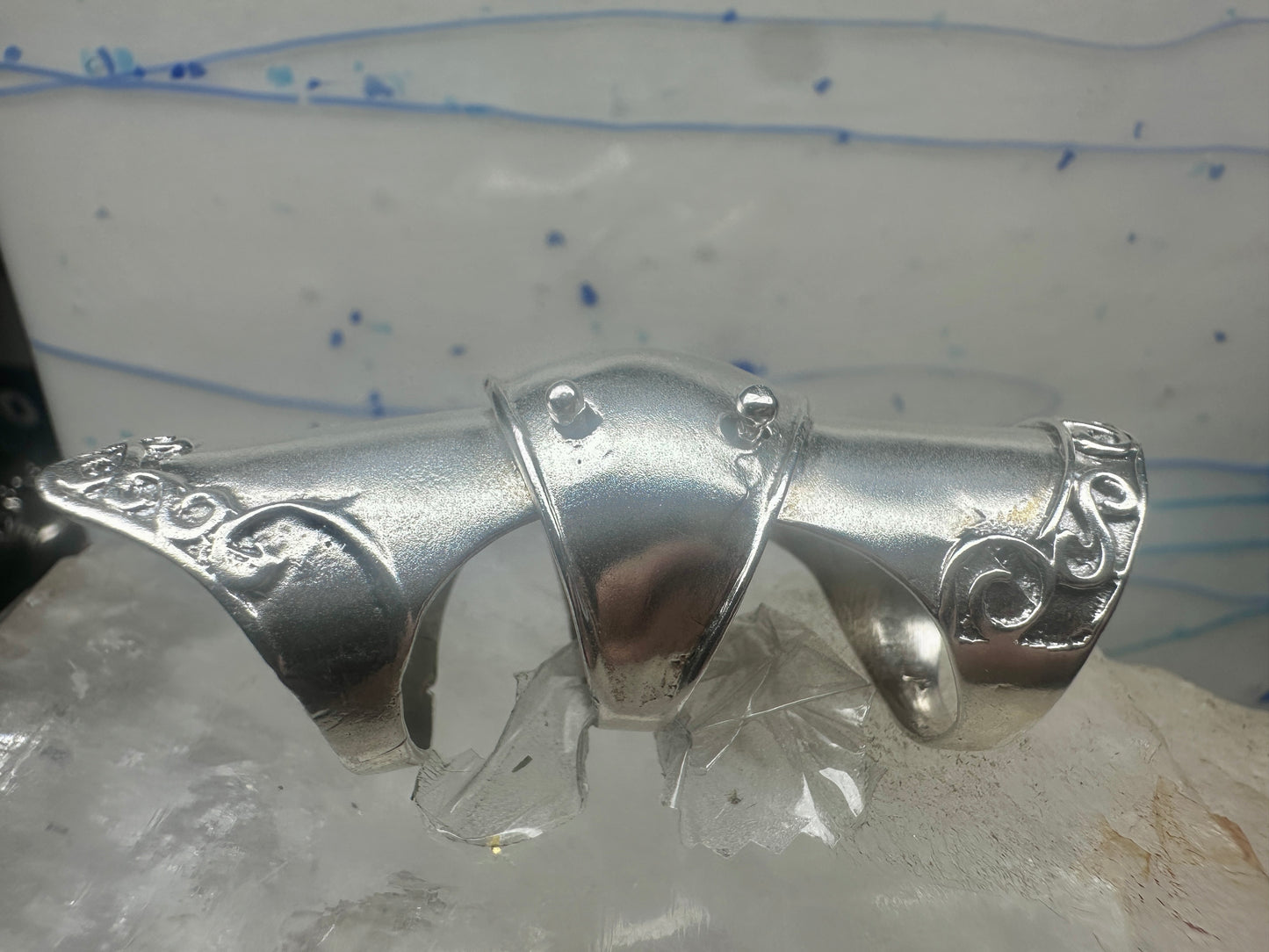 Vintage Sterling Silver Hinged Full Finger Armor Shield Ring Size 8.75 9 23g