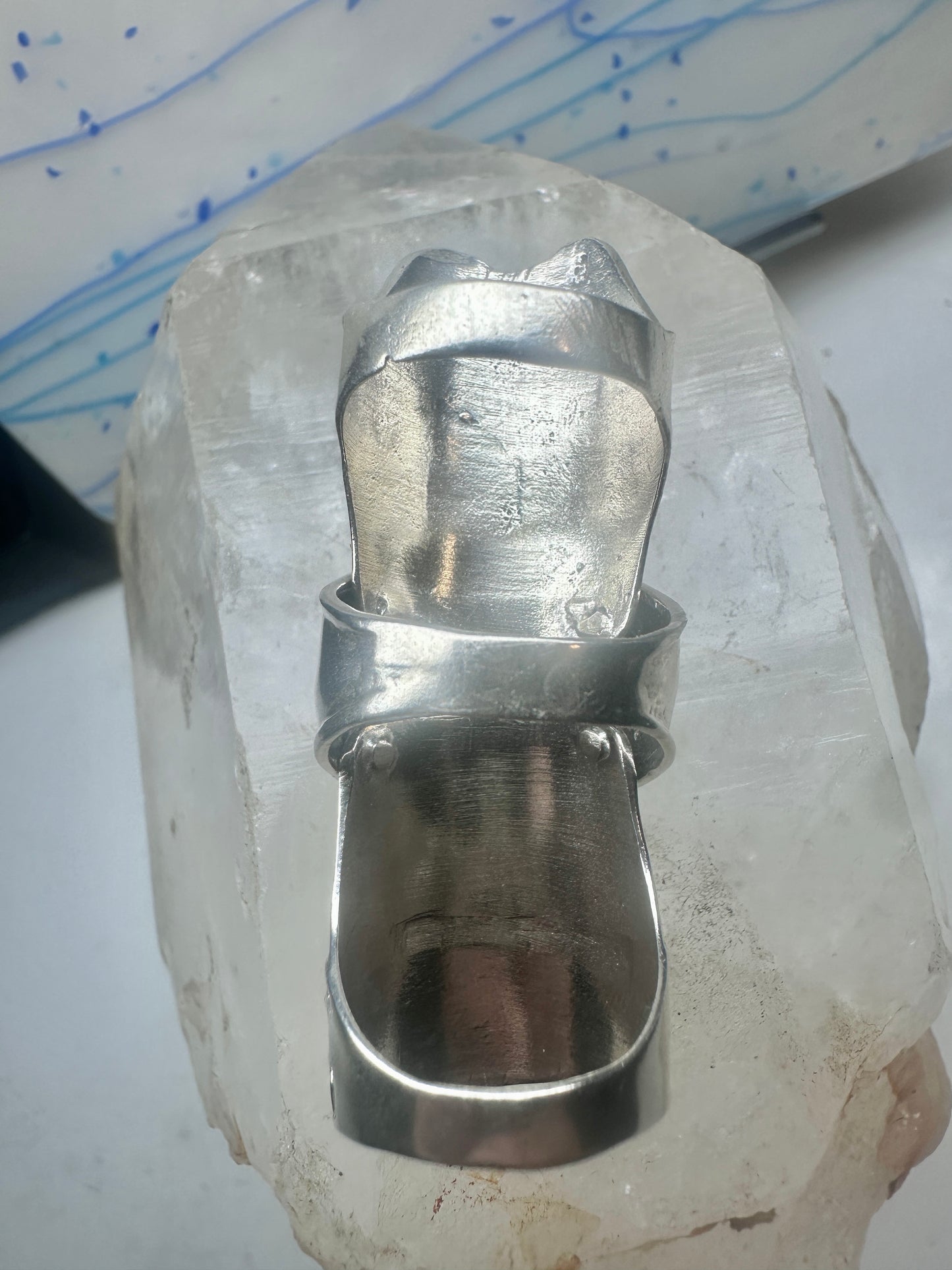 Vintage Sterling Silver Hinged Full Finger Armor Shield Ring Size 8.75 9 23g